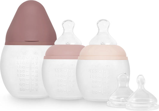 Geboortebox - Bib rond - Babyflessen set - 2 x 150ml/1 x 240 ml/2 spenen S - Roze